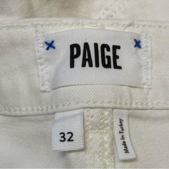 Paige Harper High Waist Wide Flared Leg Ankle Vintage Distressed White Jeans 32W - Picture 14 of 16
